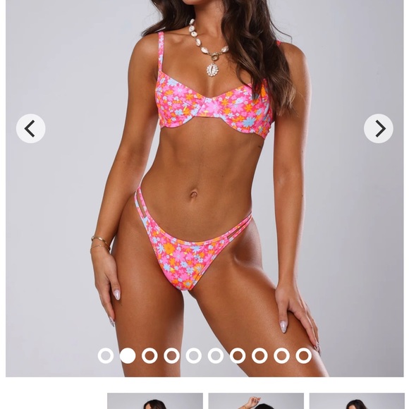 Kulani Kinis Raspberry Rose Ditzy Underwire Bra Bikini Top - Size Small - Picture 3 of 4